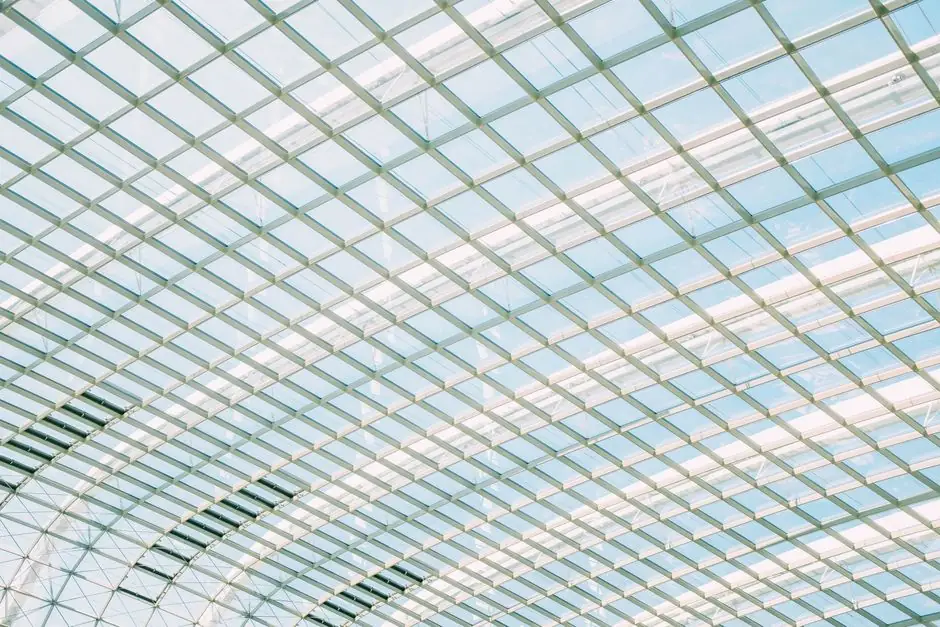 Modern architectural skylight with geometric patterns and futuristic design.